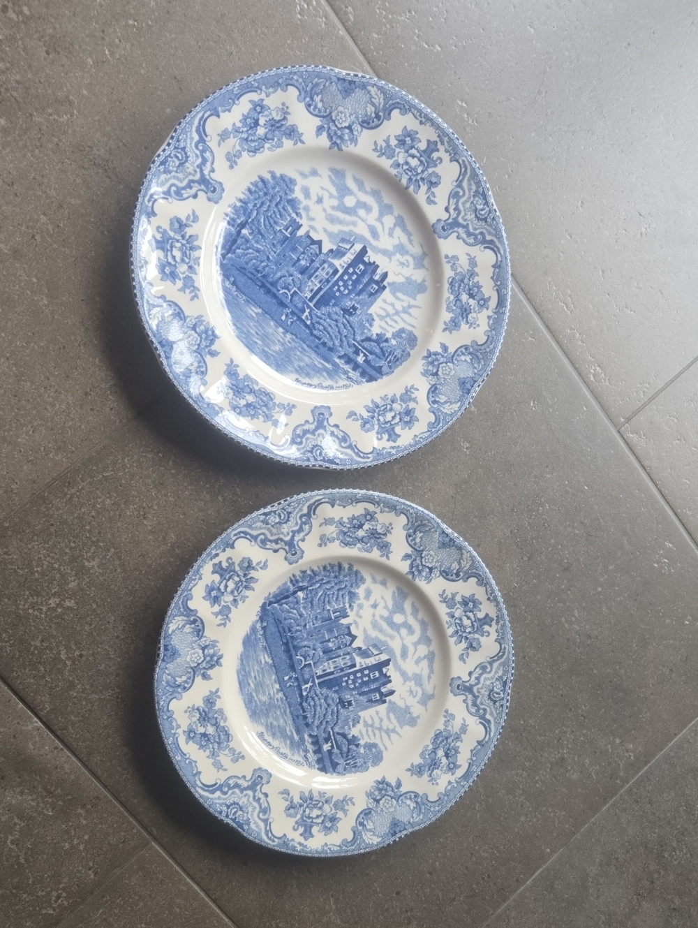 Hohnson BRO Blue and White Scenic Dinner Plates - Classic Transferware Set